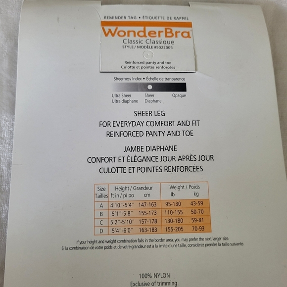 WonderBra Classic Mink Women's Pantyhose. Size C - Picture 5 of 5
